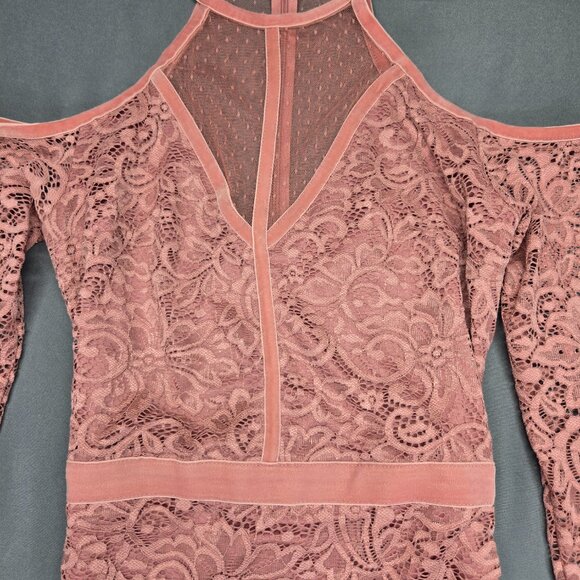 Express Pink Lace Long Sleeve Bodycon Dress 4 - Picture 7 of 15